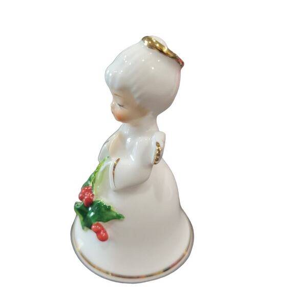 Vintage Napcoware Bone China Christmas Bell‎ Set of 2 Angel Poinsetta - Picture 10 of 11